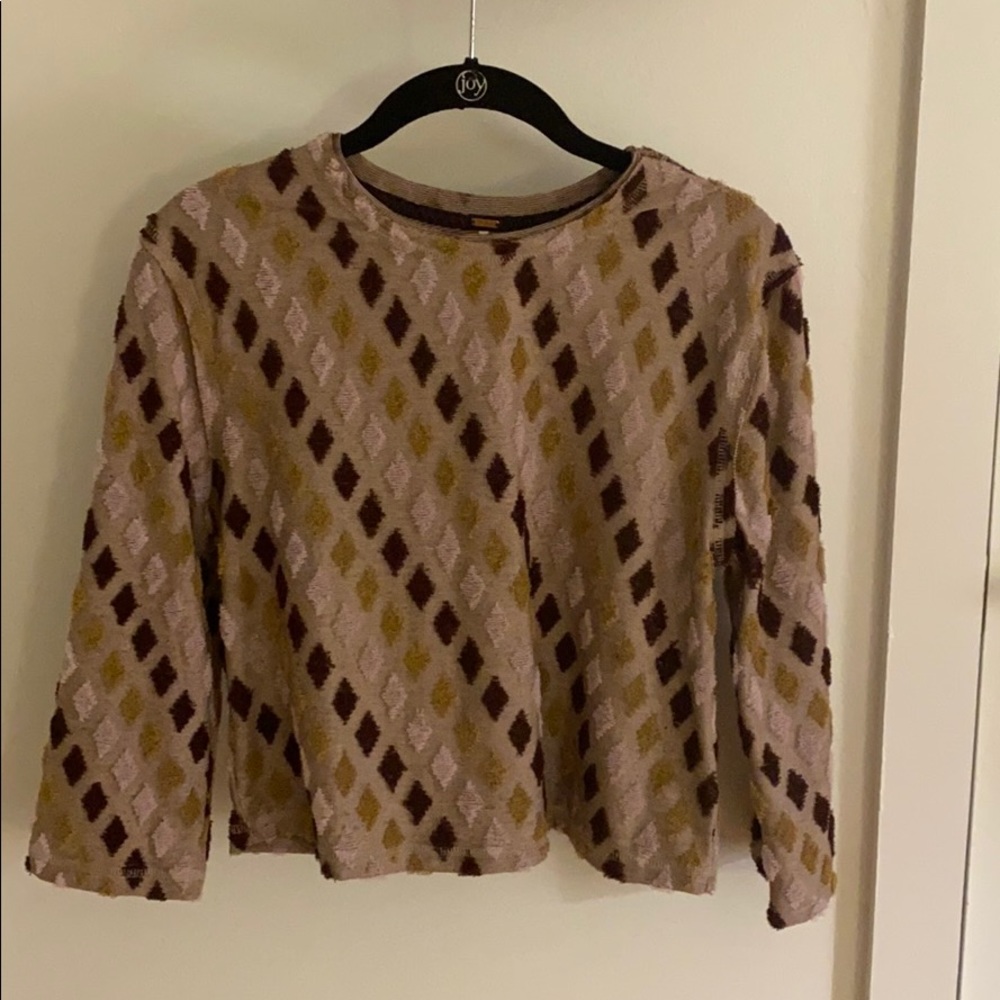Purple and Yellow 3/4 Sleeve Free People Shirt